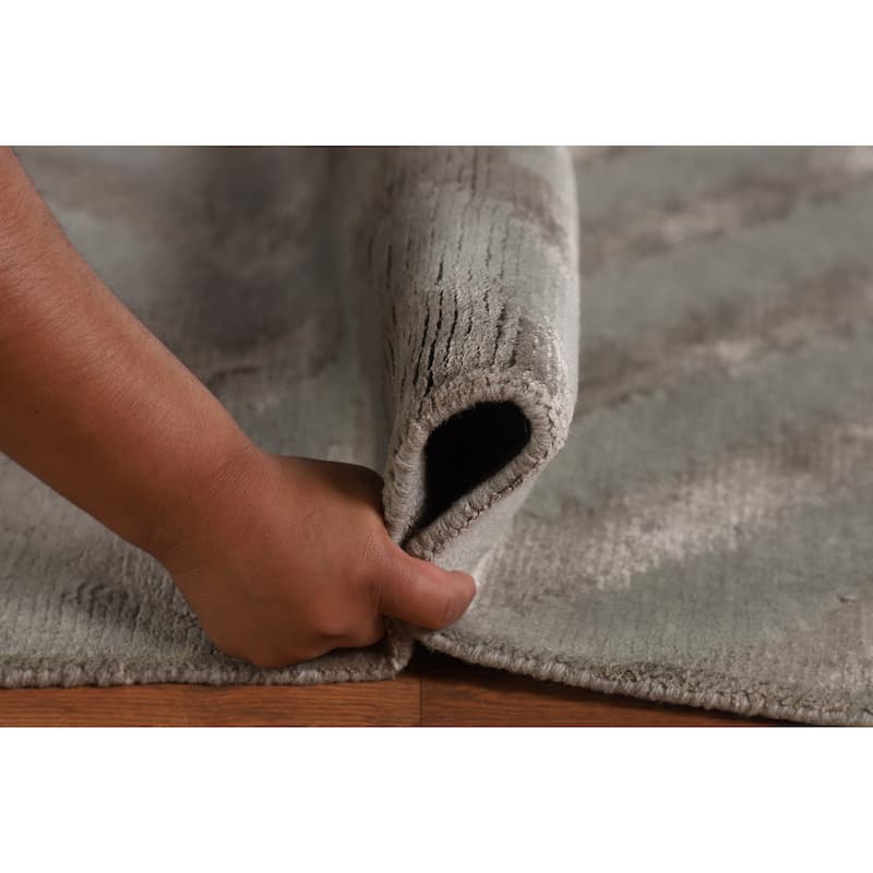 Chevron Style Modern Area Rug Handmade Contemporary Wool Carpet - 8'0"x 9'9"