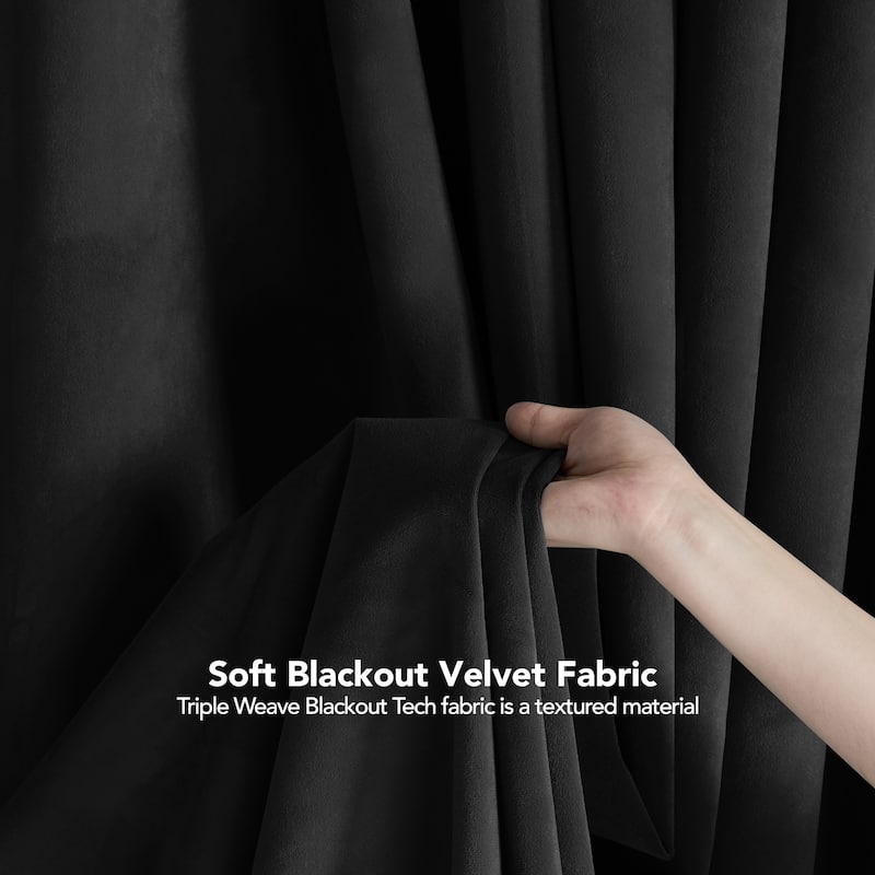 Deconovo Velvet Blackout Curtains, 2 Panels, Thermal Insulated