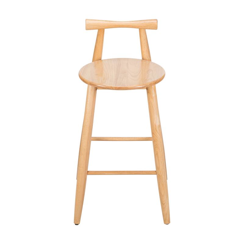 Roomfitters Grove Indoor Rubberwood Barstools with Cross Bar Backrest, Natural Finish Set of 2