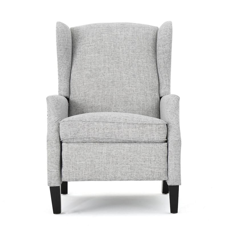 Nora Manual Recliner Lounge Chair, Wingback, Nailhead Trim, Gray