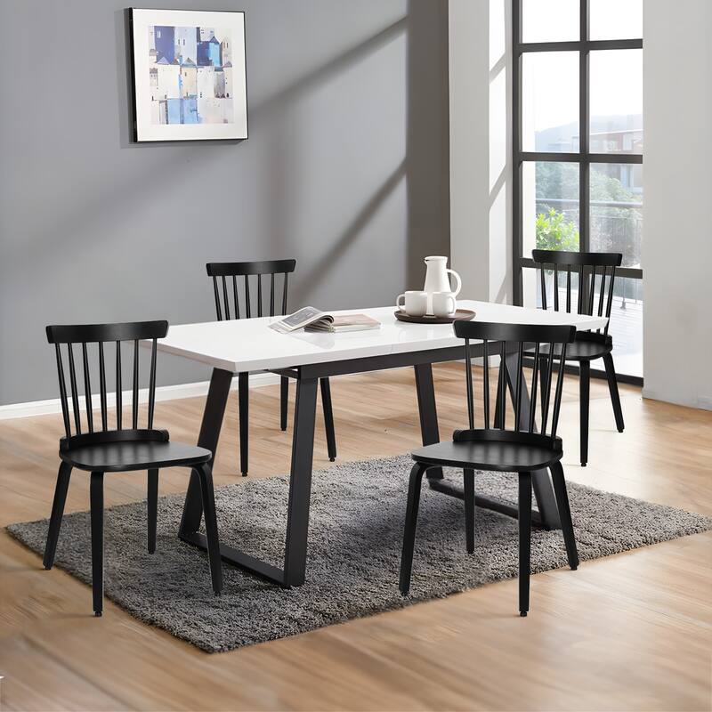 Solid Wood Slat Back Windsor Dining Chairs, Set of 2/4