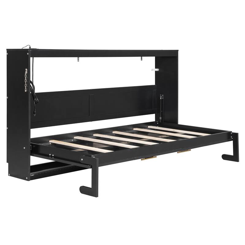 Side-Folding Printed Murphy Bed with LED and USB