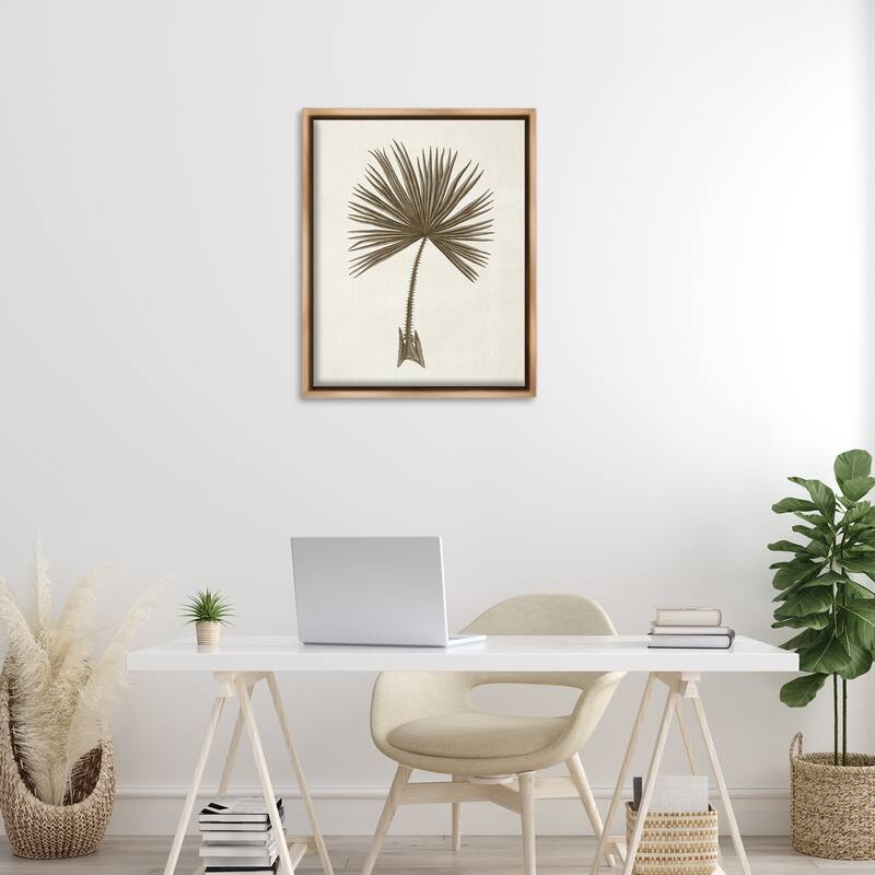 Stupell Vintage Study of Palm Leaf Framed Floater Canvas Wall Art Design By Phillipa Katz