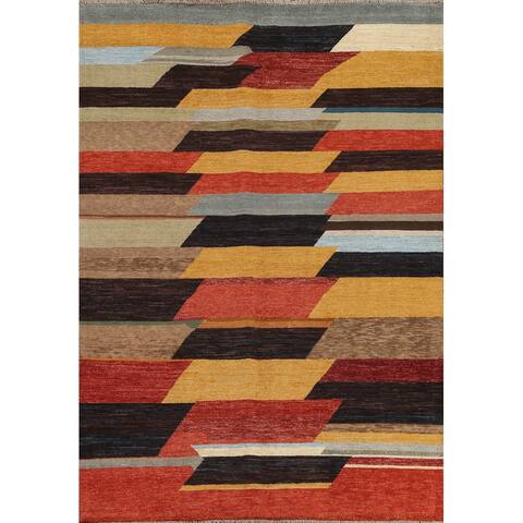 Contemporary Gabbeh Kashkoli Wool Area Rug Hand-knotted Bedroom Carpet - 5'8" x 7'9"