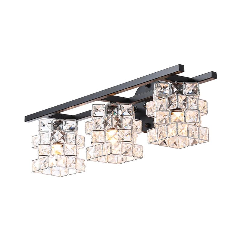 Mosaic Crystal Cube Shade Linear Bathroom Vanity Light