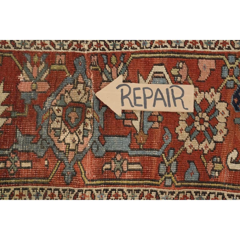 Hand Knotted Oriental 100% Wool Carpet Traditional Medallion Oranges & Rust Heriz (serapi) Area Rug - 15' 5'' X 9' 6''