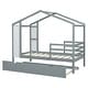preview thumbnail 7 of 13, Twin Child House Bed with Blackboard and Trundle - Grey