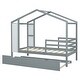 preview thumbnail 35 of 41, Twin Size Solid Wood House Bed with Trundle, Fence and Writing Board for Kids, Boys and Girls, Bedroom