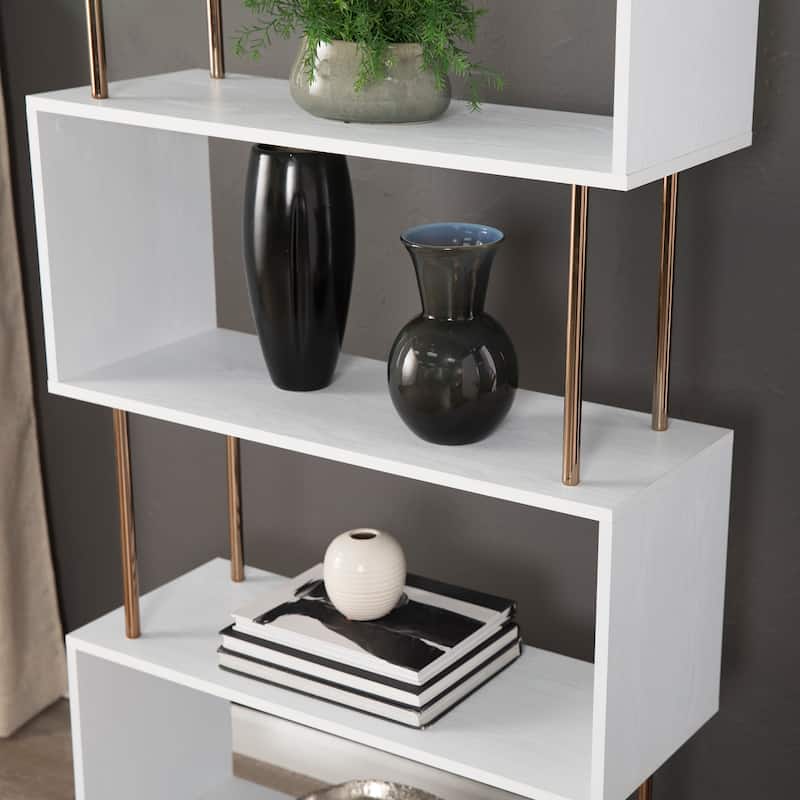 SEI Furniture Brinton 5-Shelf Etagere Bookcase with Gold Accents