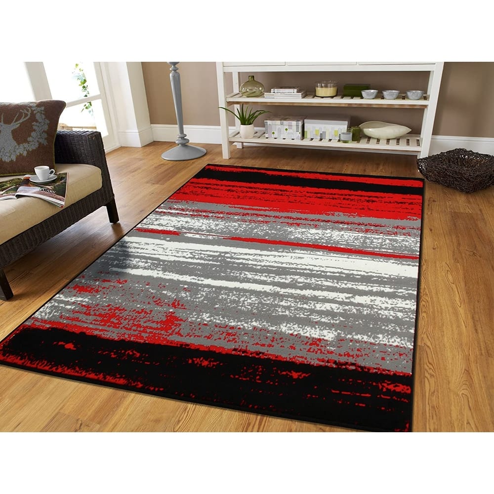 Porch & Den Lagos Red/Grey Modern Area Rug