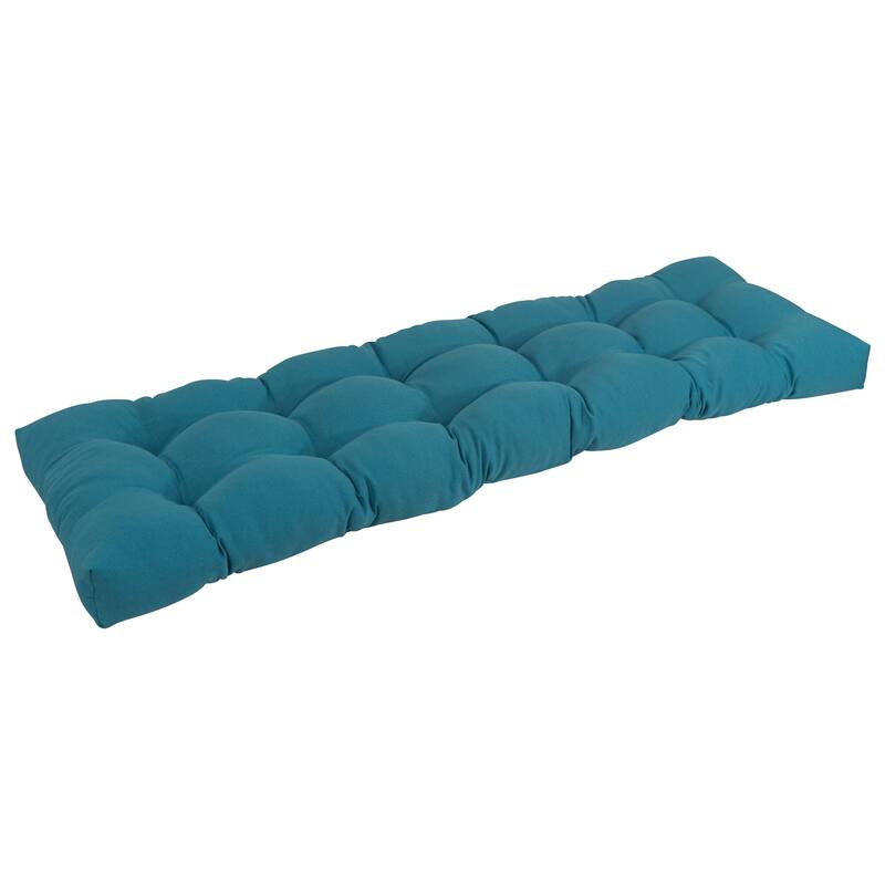 Solid Twill Tufted Indoor Bench Cushion (Multiple widths from 42 to 60 inch) - 60" wide - Indigo
