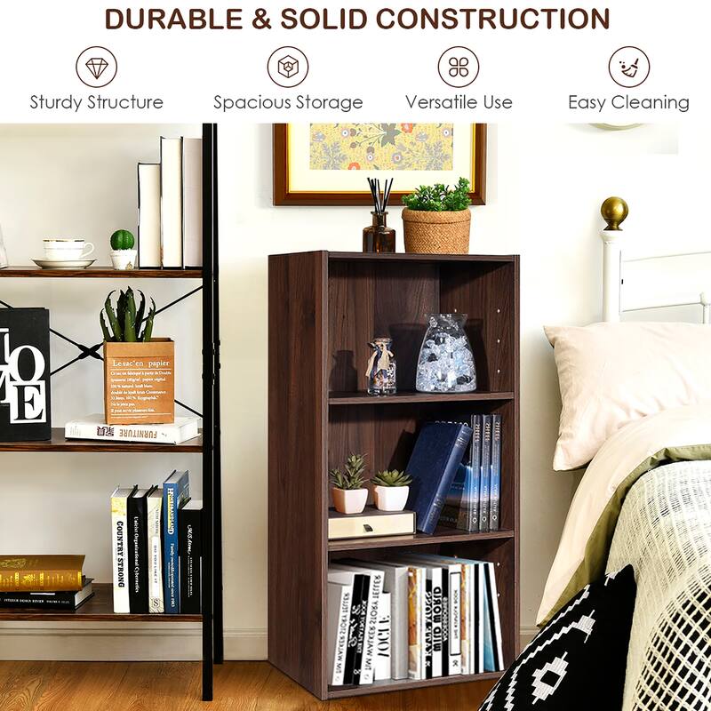 Gymax 3 Open Shelf Bookcase Modern Multi-functional Storage Display - See Details