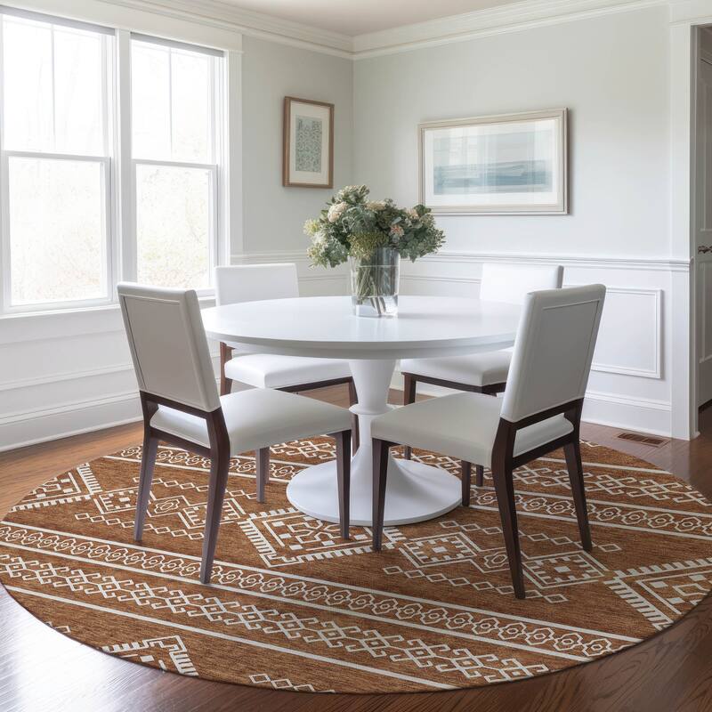 Machine Washable Indoor/ Outdoor Chantille Moroccan Boho Rug