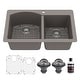 preview thumbnail 50 of 89, Karran Drop-In Quartz 33 in. 1-Hole 60/40 Double Bowl Kitchen Sink Kit Concrete