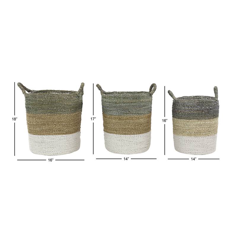 Seagrass Handmade Storage Basket - Set of 3 Multi Colored - Roche River Decor