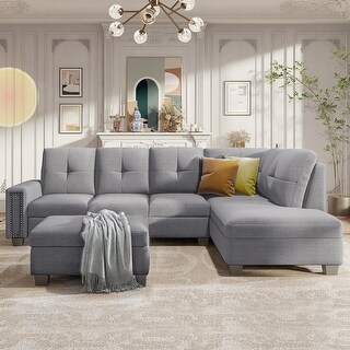 L-Shape Convertible Couch Reversible Sectional Sofa wtih Storage ...
