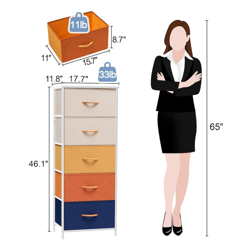 Crestlive Products Household 5-Drawer Vertical Dresser Storage Chest