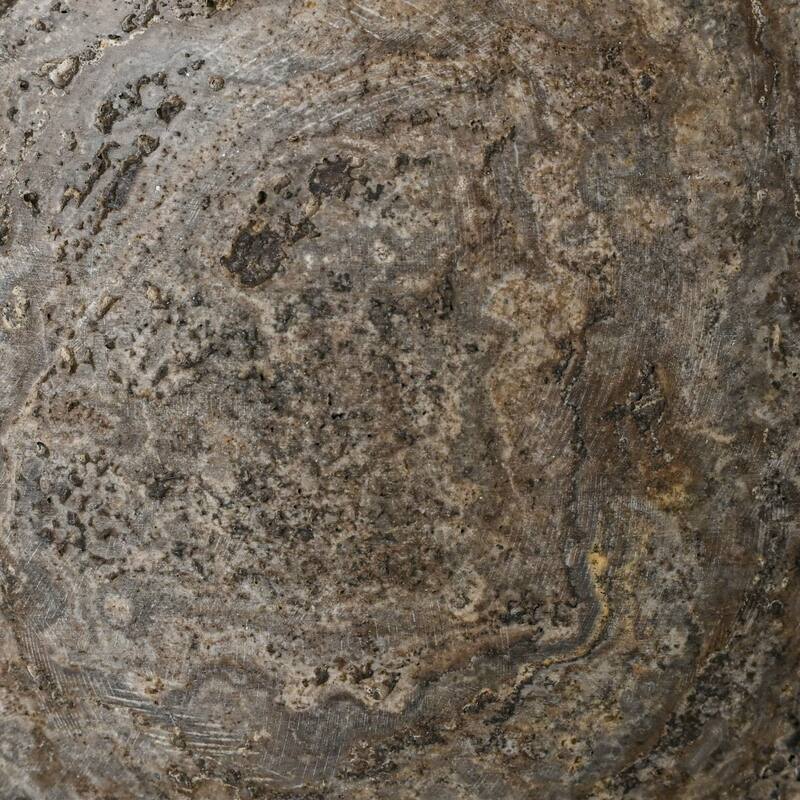 Small Travertine Square Bowl - 6" - Gray