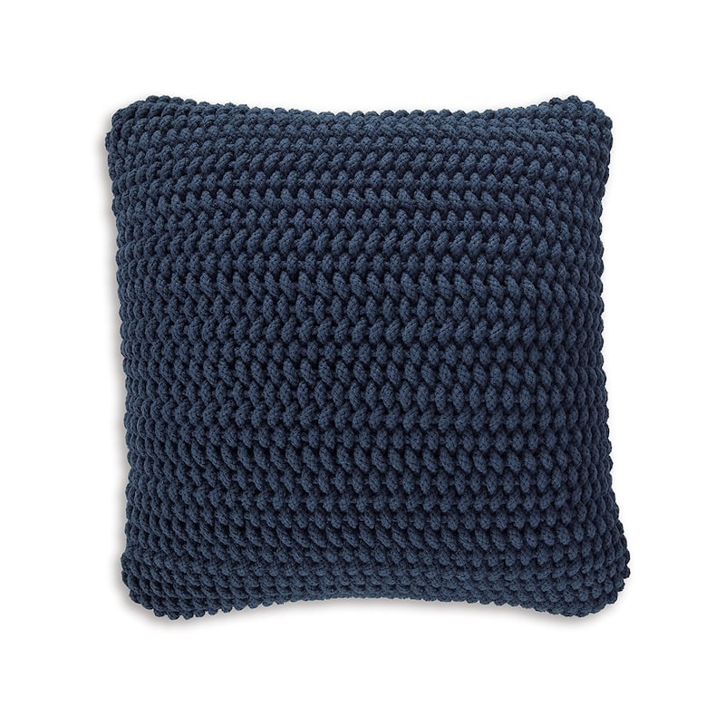 Ako Accent Pillow Set of 4, 20 Inch Square, Handwoven Navy Blue Cotton