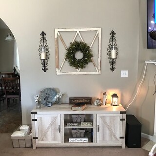 The Gray Barn Firebranch 58-inch Barn Door TV Stand Console, Rustic Entertainment Center - 58 x 16 x 24h