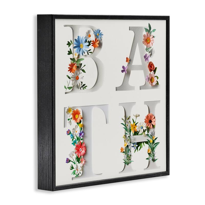 Stupell Floral Bath Typography Framed Giclee Art Design By Susan Arnot