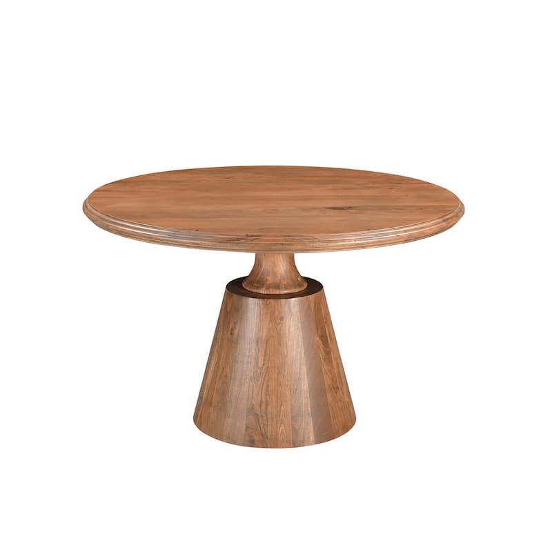 Riley 48" Round Solid Wood Pedestal Dining Table - Brown - Brown