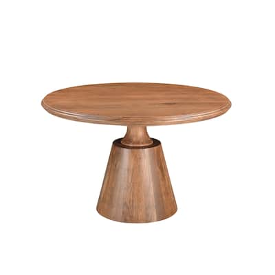 Riley 48" Round Solid Wood Pedestal Dining Table - Brown