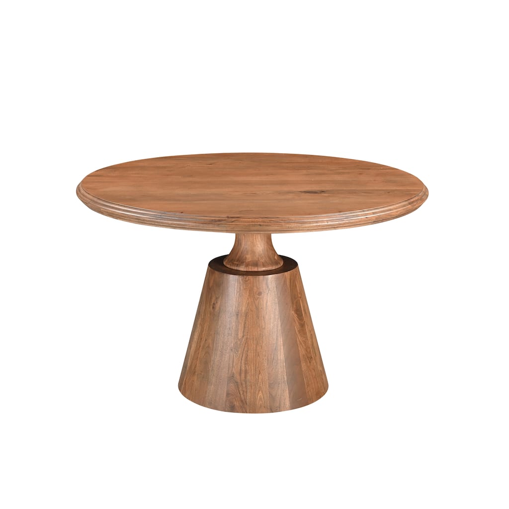 Riley 48" Round Solid Wood Pedestal Dining Table - Brown
