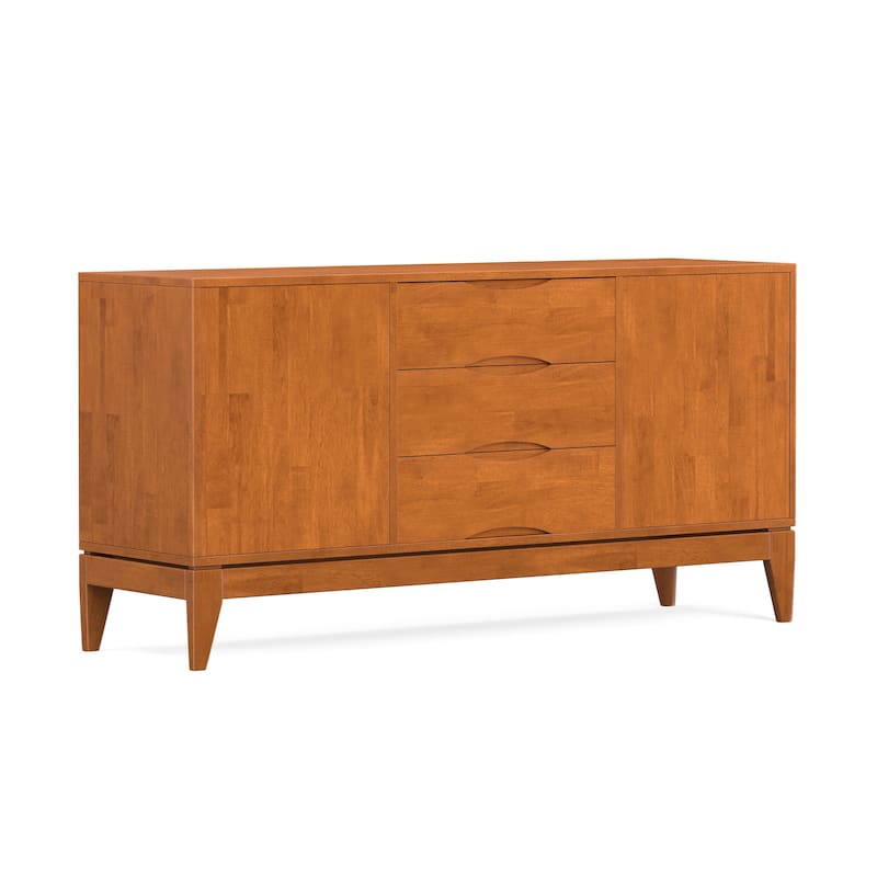 WYNDENHALL Pearson SOLID HARDWOOD 60 inch Wide Mid Century Design Sideboard Buffet - 17"d x 60"w x 30"h