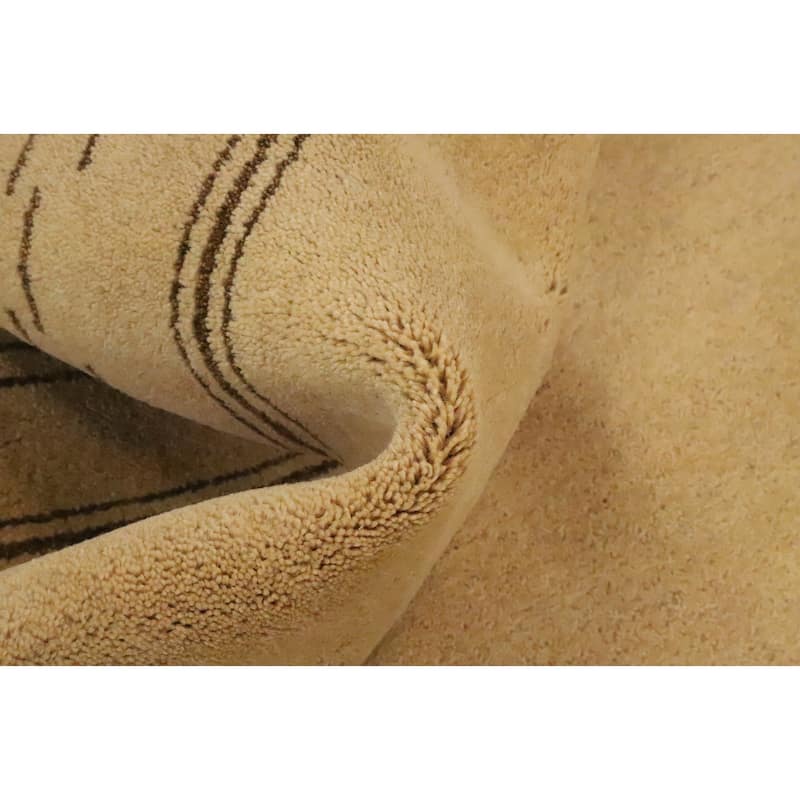 Hand Knotted Oriental 100% Wool Carpet Modern Geometric Beige & Ivories Gabbeh Area Rug - 9' 11'' X 8' 3''