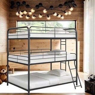 Full Size Triple Bunk Bed, Not Convertible, No Box Spring Needed
