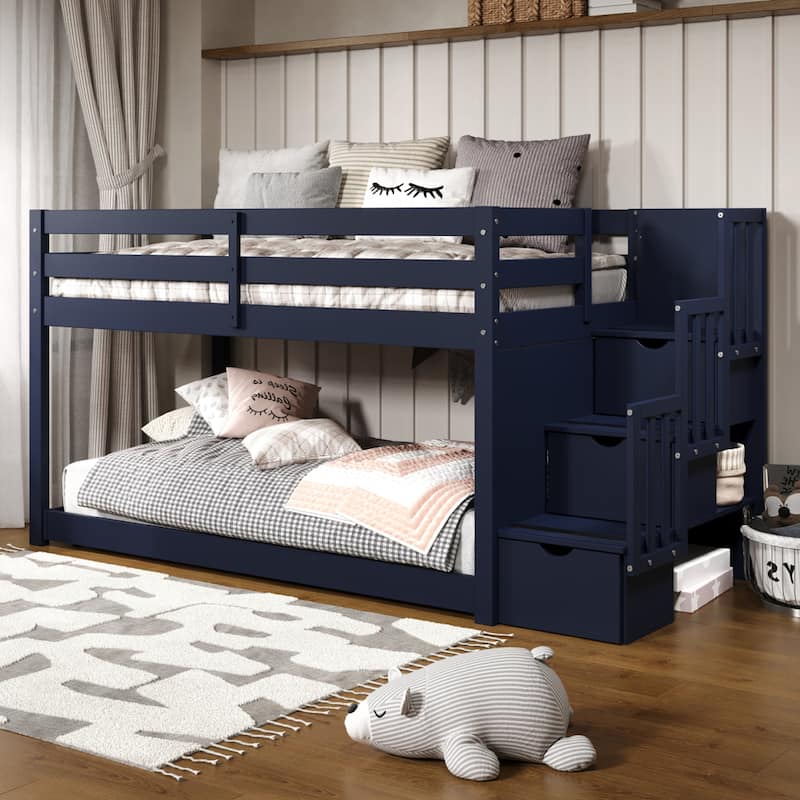 Taylor & Olive Trillium Twin Low Loft Bed with a Twin Under Bed