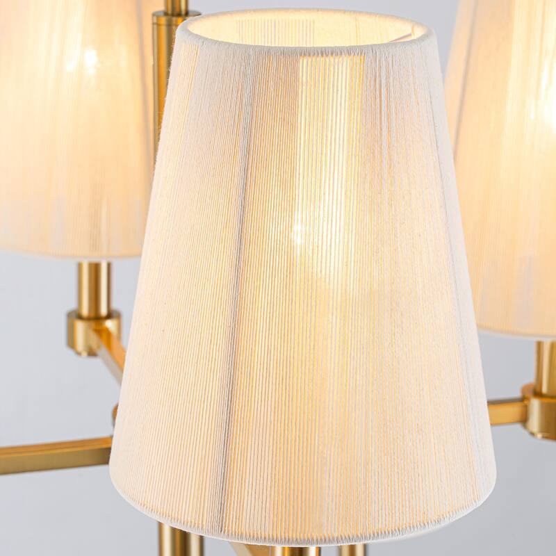 Mid-century Modern 8-Light Fabirc Cotton Chandelier for Dining and Living Room - Gold
