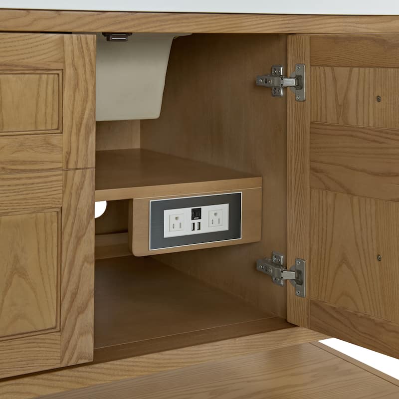 Breckenridge 60" Single Vanity, Light Natural Oak, w/FreePower Wireless Charger