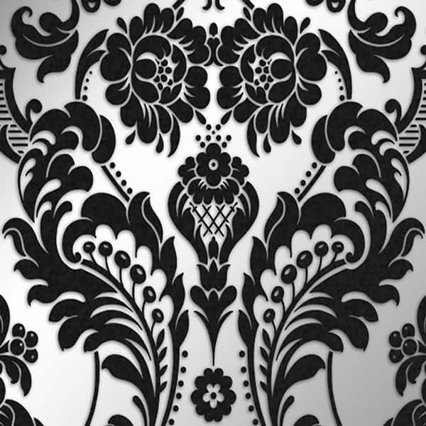 black and white flock wallpaper