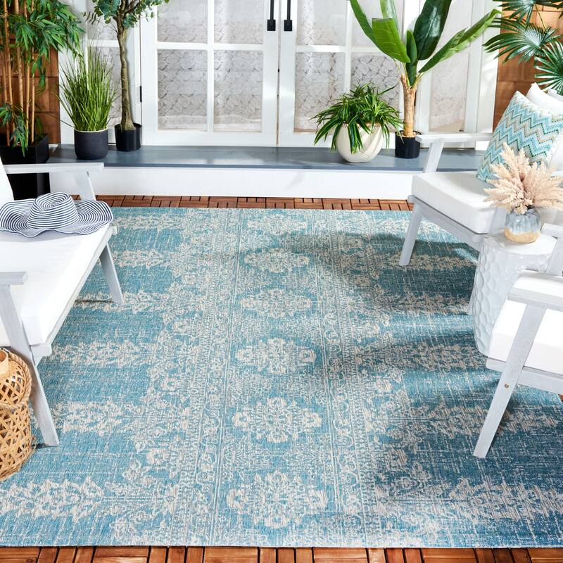 SAFAVIEH Courtyard Mami Transitional Rug - 5'3" x 7'7" - Aqua/Grey