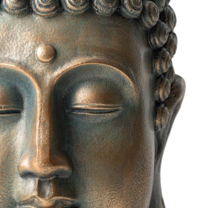 Glitzhome MGO Faux Bronze Buddha Garden Statue Monk Sculpture Indoor Outdoor Decor Gifts