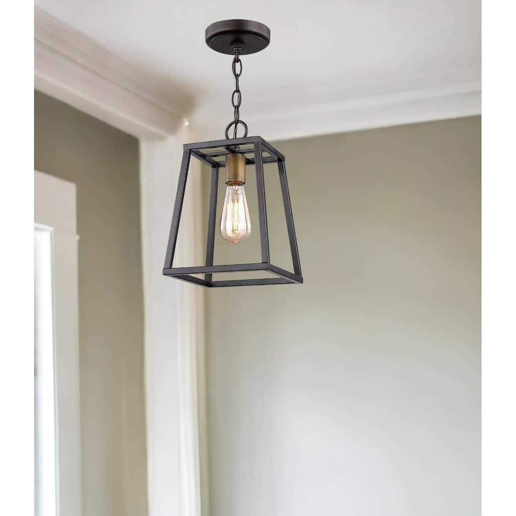 HomeRoots Antique Bronze Metal Tapered Hanging Light - 8' X '12.25' X '8