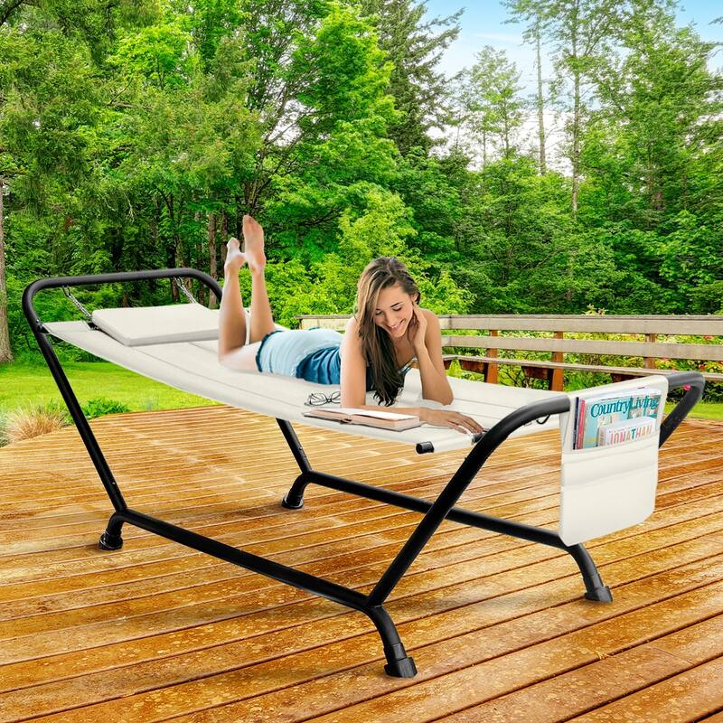 Sorbus Hammock Bed with Stand, Features Deluxe Pillow and Storage Pockets, Supports 500 Pounds