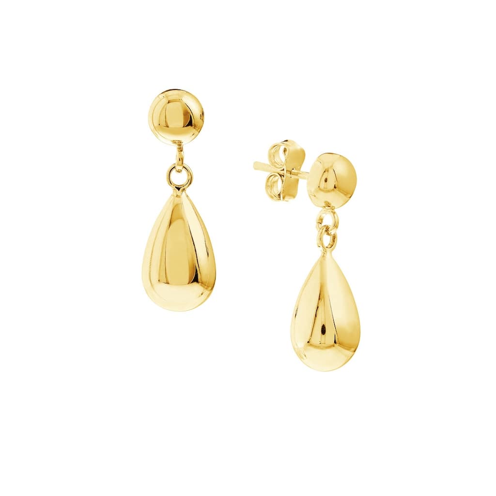 Curata 10k Yellow Gold 20x8mm Bead Stud with Teardrop Dangle Earrings