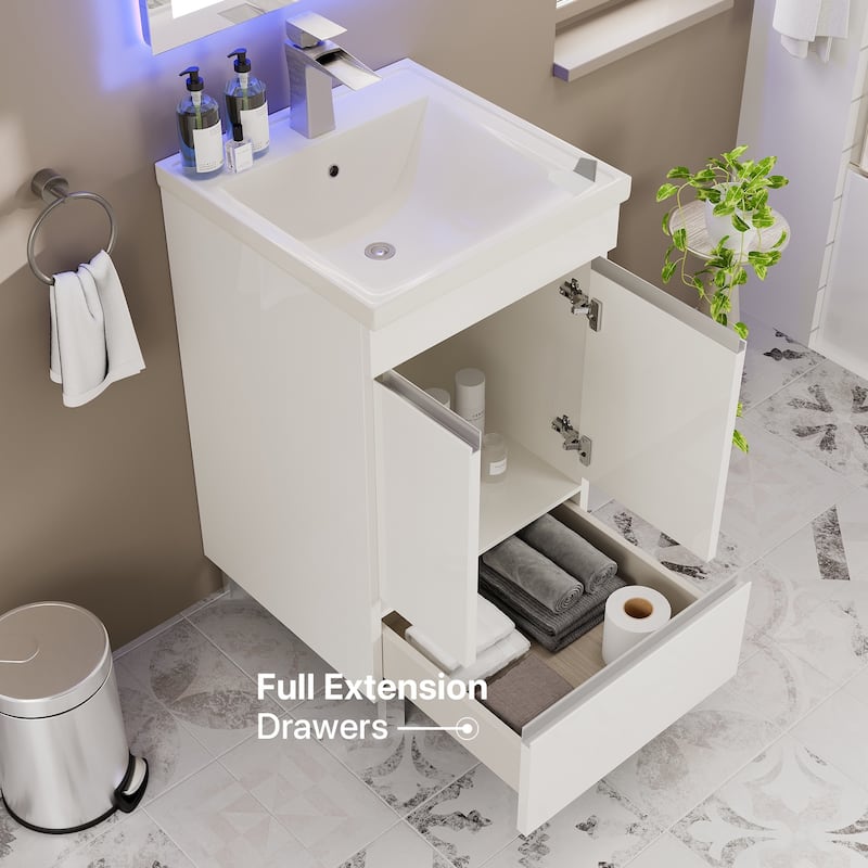 Eviva Petite 24"W x 18"D Bath Vanity with White Porcelain Countertop
