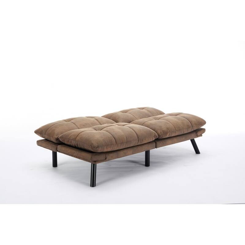 70.87" Leather-Look Convertible Sofa Bed, Adjustable Backrest