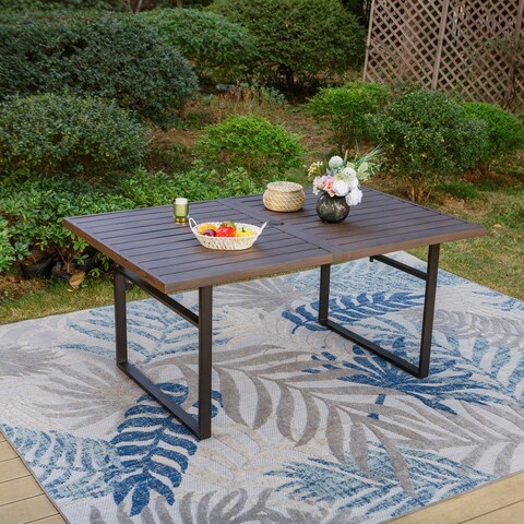 Outdoor U-Shaped Dining Table with Wood Grain Heat Transfer Printing Process - N/A