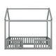preview thumbnail 10 of 42, Fun House Platform Bed with Fence and Door, Wooden Floor Bed Frame with Roof, Distressed Washed Finish,for Kids Girls Boys