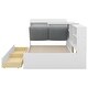 preview thumbnail 4 of 7, Twin Size Platform Bed with Storage Headboard, Pine Wooden Bed with Shelves, Storage Bed with 2 Drawers, Modern White