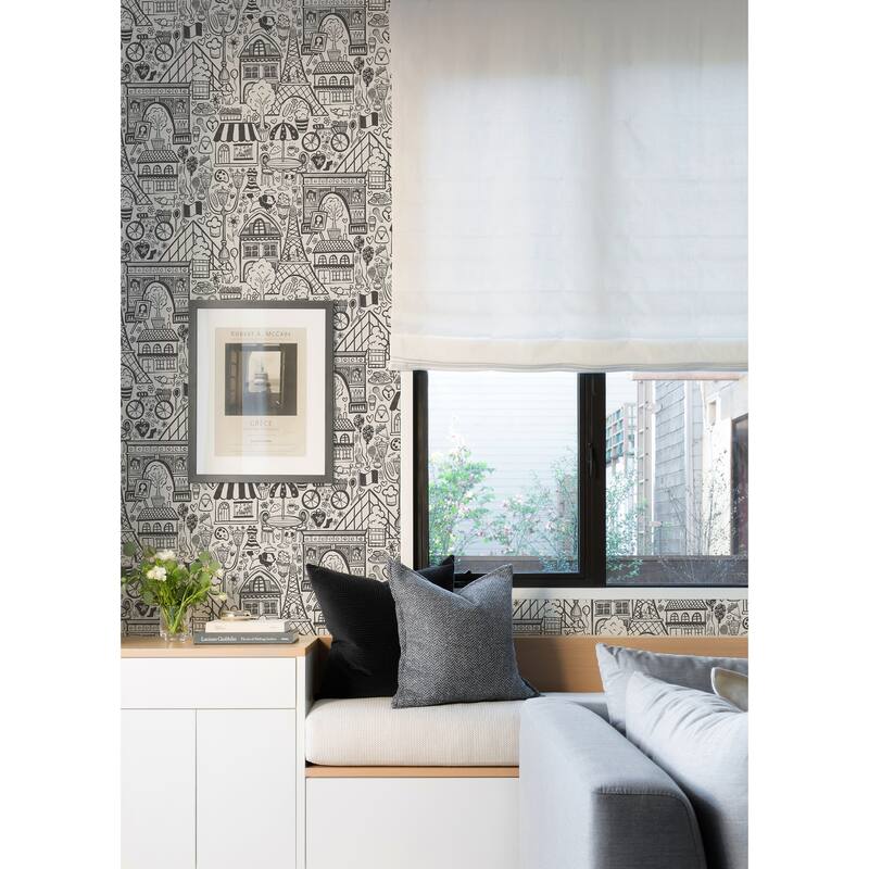 NuWallpaper Oui Paris Charcoal Peel & Stick Wallpaper