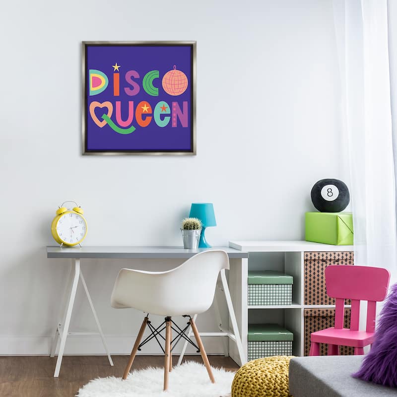 Stupell Disco Queen with Retro Letters Framed Floater Canvas Wall Art Design By Sazerelli Designs