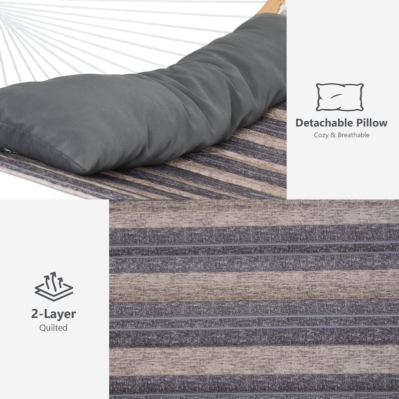 2-person Outdoor Hammock with Stand & Pillow