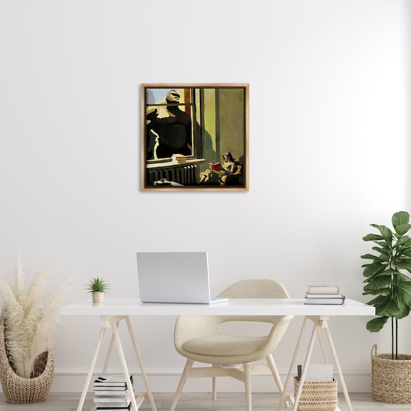 Stupell Gorilla in Window Scene Framed Floater Canvas Wall Art Design By Keith Thomson