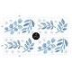 preview thumbnail 4 of 2, Floral Leaf Peel and Stick Wall Decal Stickers (Set of 4) - Blue Grey Boho Watercolor Botanical Flower Woodland Tropical Garden